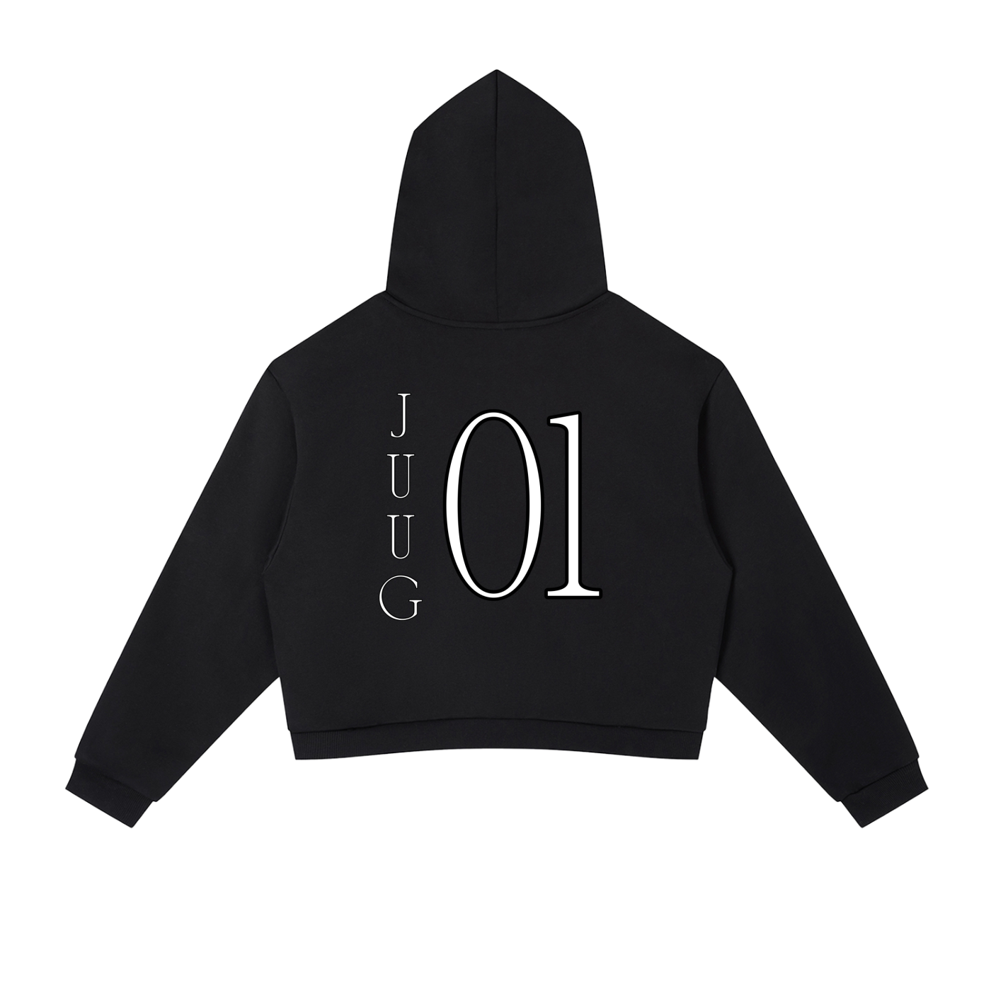 “01” Contrast Side Stripe Cropped Hoodie