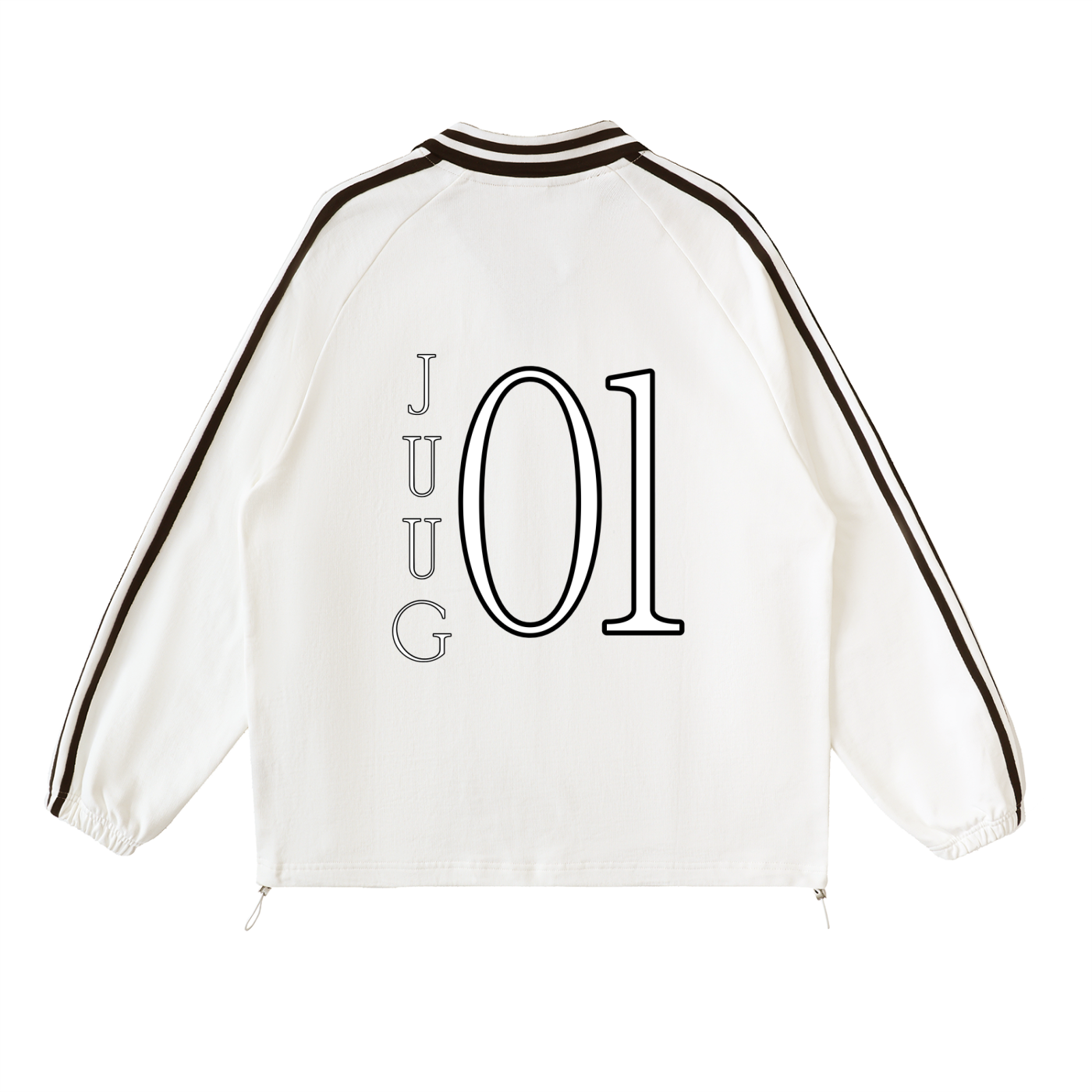 “Juug Row” Contrast Striped Lapel Collar Sweatshirt