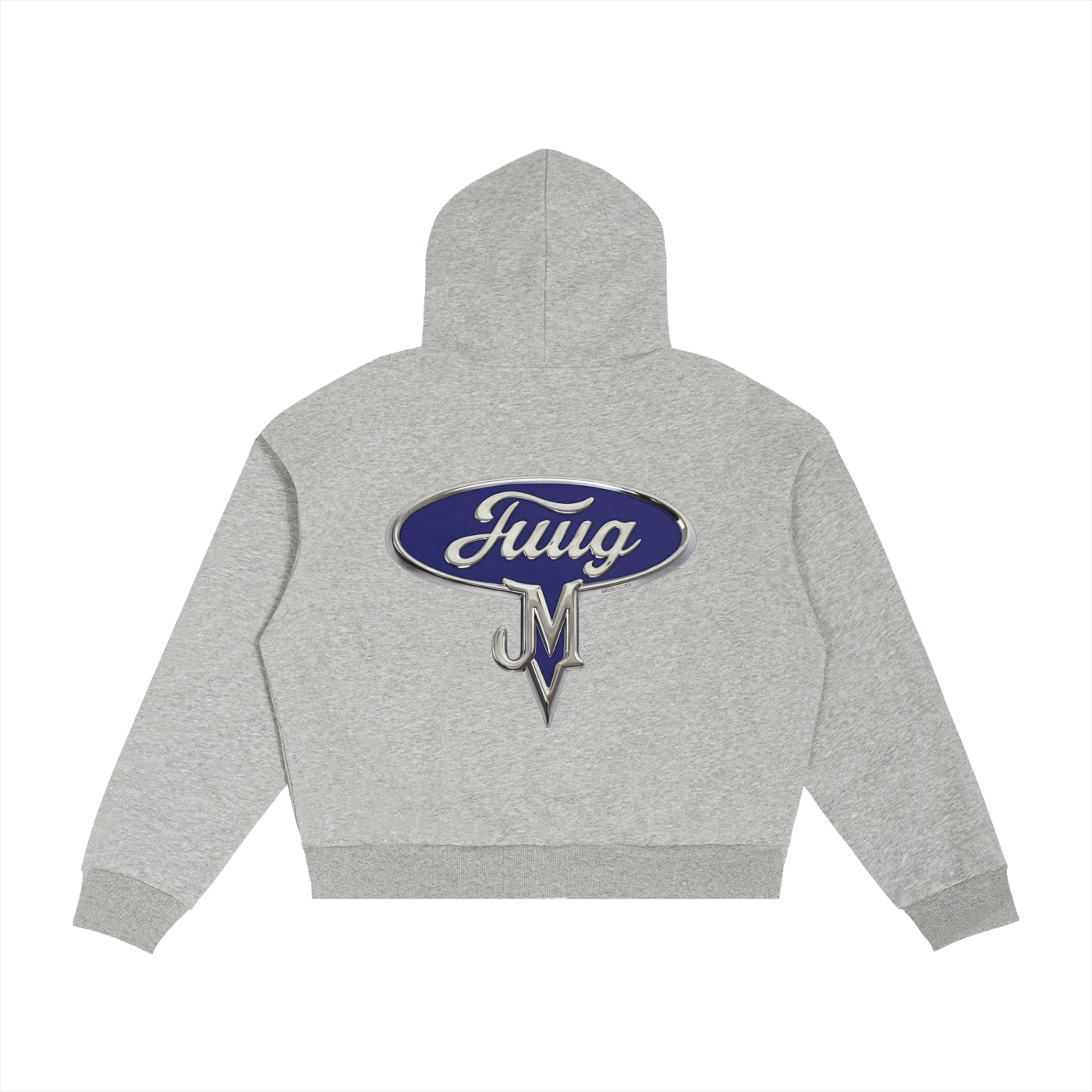“Juug Motors” Contrast Plaid Boxy Zip Hoodie