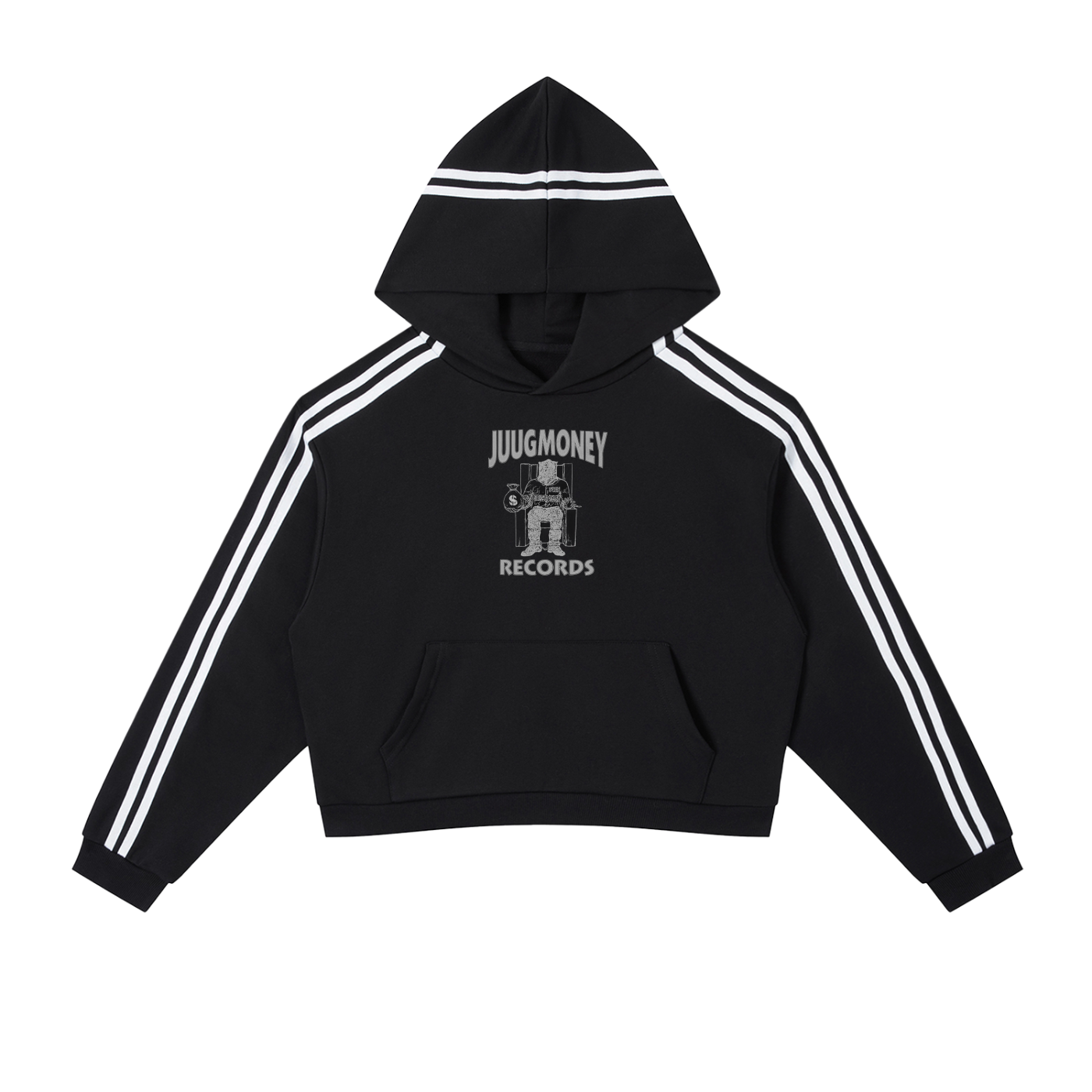 “01” Contrast Side Stripe Cropped Hoodie