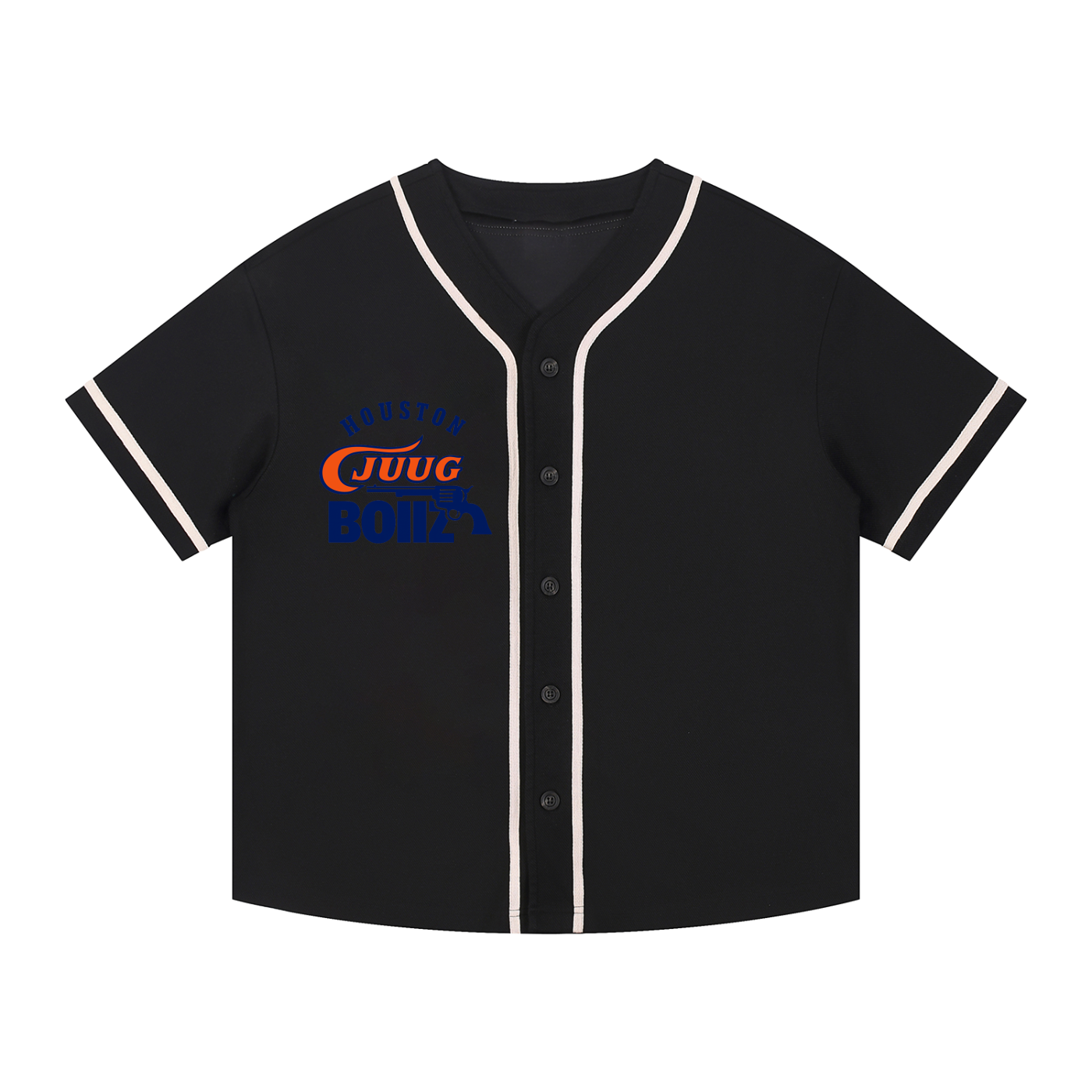 “Houston Juug Boiiz” Contrast Piped Button-Up Jersey