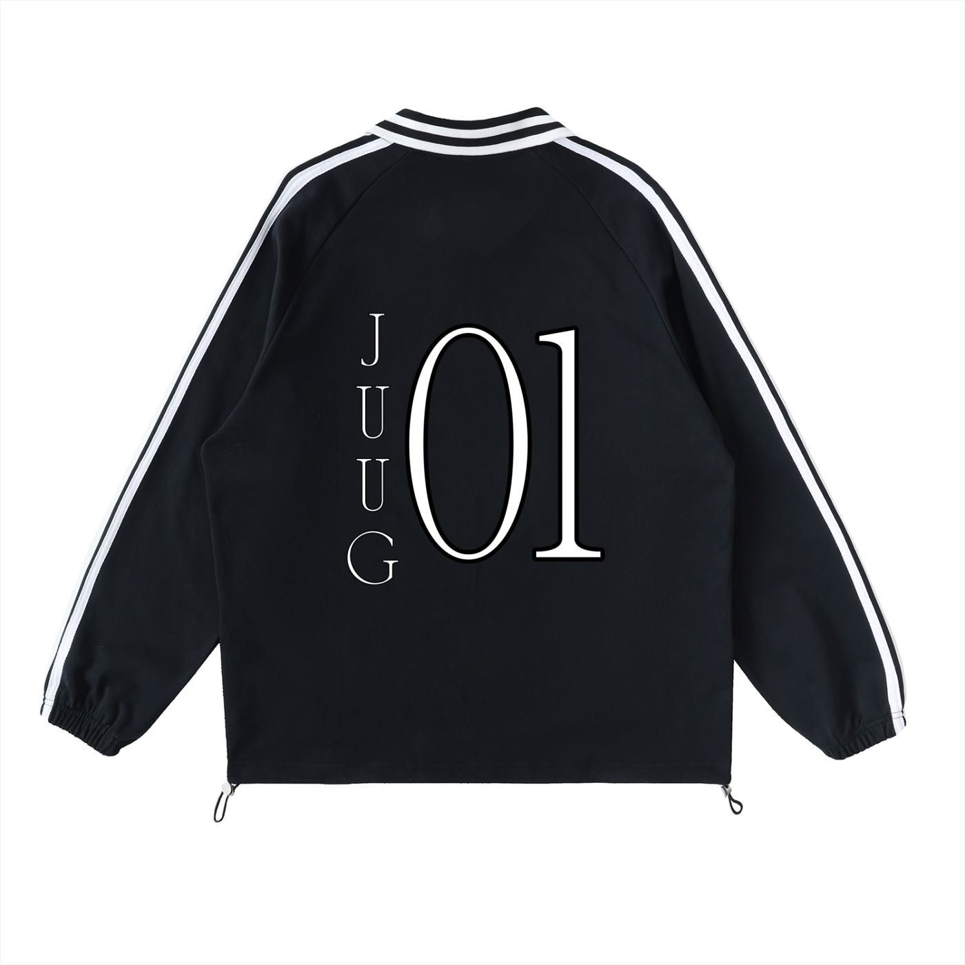 “Juug Row” Contrast Striped Lapel Collar Sweatshirt